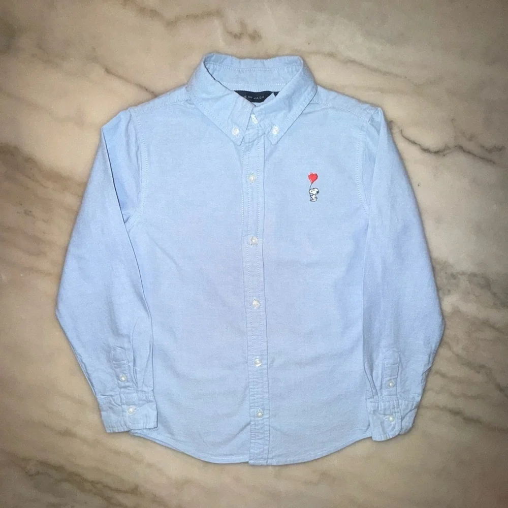 Janie and Jack PEANUTS™ Snoopy Oxford button down Shirt size 6
